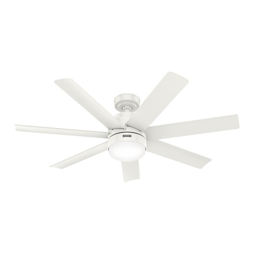 Hunter 52 in Brazos ENERGY STAR® Fresh White Damp Rated Ceiling Fan w/ LED LT Kit & Handheld Remote