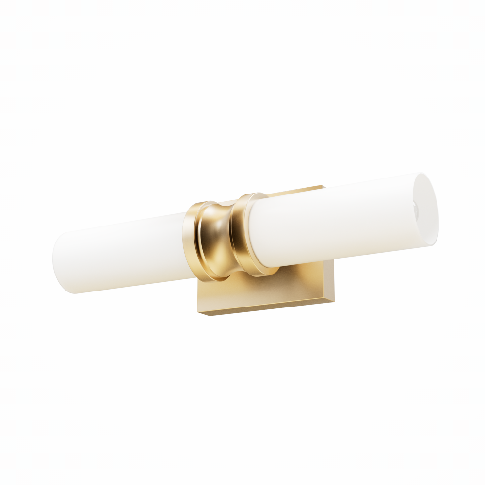 Hunter Lenlock Alturas Gold with Cased White Glass 2 Light Bathroom Vanity Wall Light Fixture