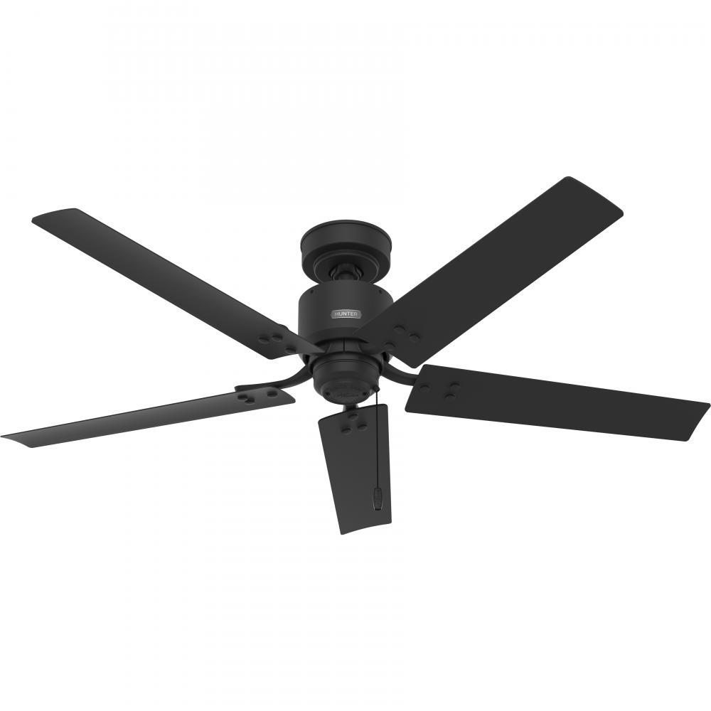 Hunter 52 inch Windbound Matte Black Damp Rated Ceiling Fan and Pull Chain