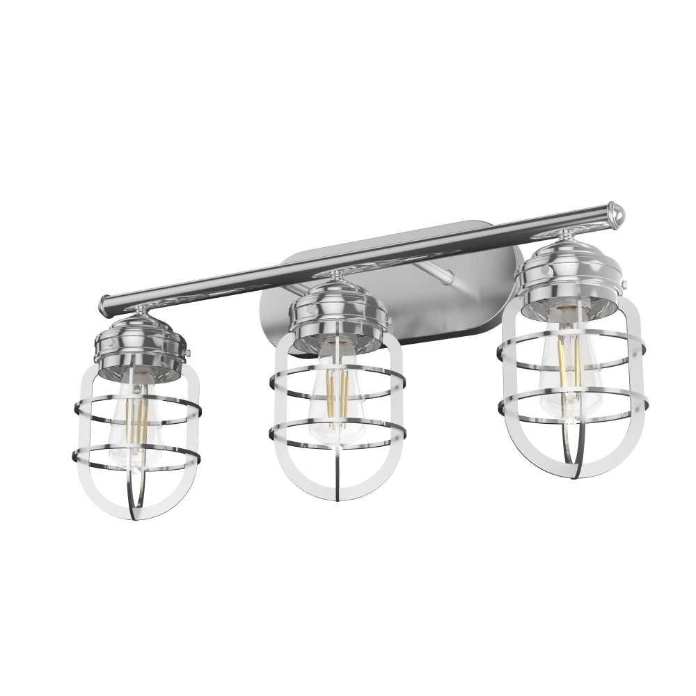 Hunter Starklake Chrome 3 Light Bathroom Vanity Wall Light Fixture