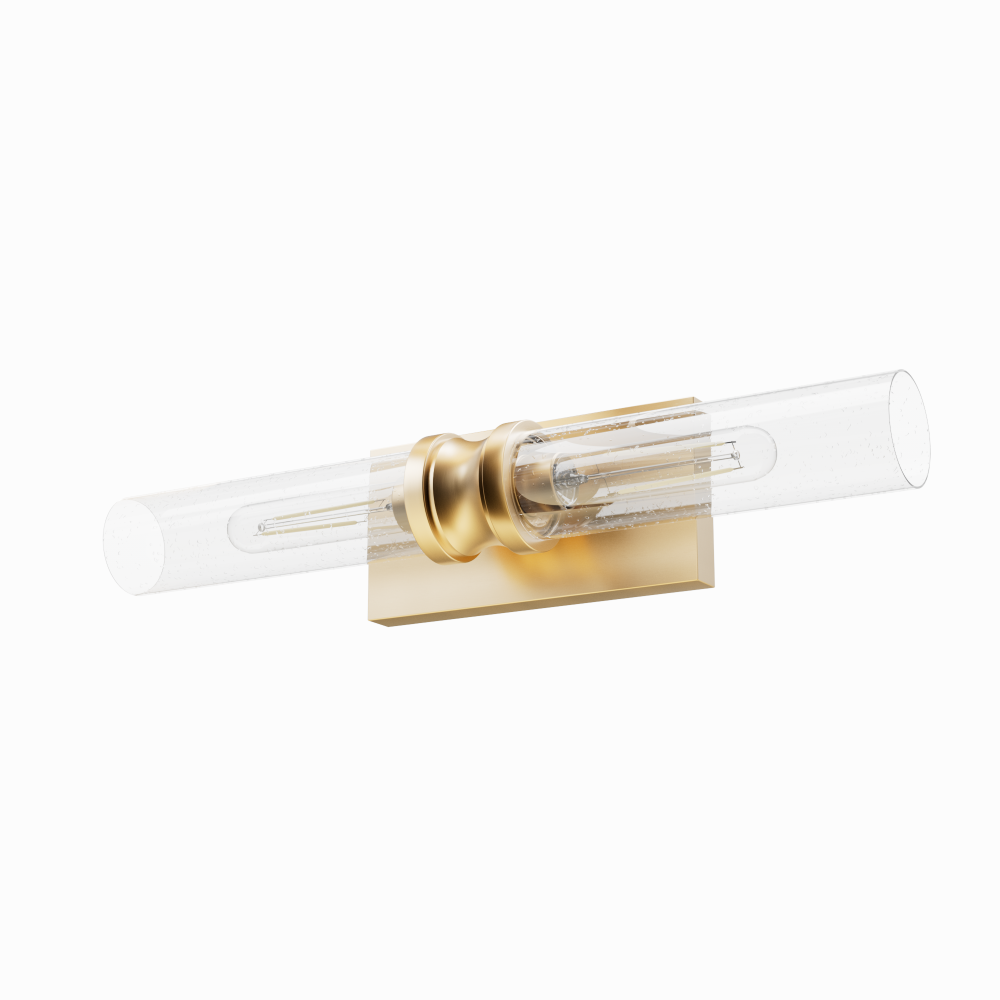Hunter Lenlock Alturas Gold with Seeded Glass 2 Light Bathroom Vanity Wall Light Fixture