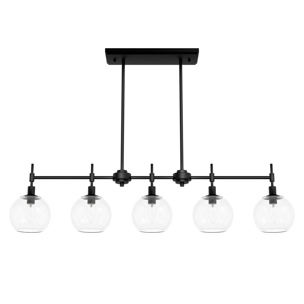 Hunter Xidane Matte Black with Clear Glass 5 Light Chandelier Ceiling Light Fixture