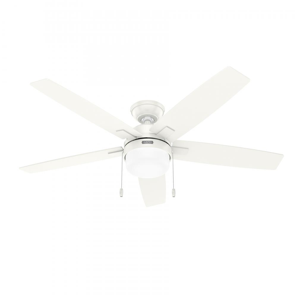 Hunter 52 Inch Anisten Fresh White Ceiling Fan With LED Light Kit And Pull Chain