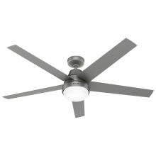 Hunter 52834 - Hunter 60" Aerodyne Wi-Fi ENERGY STAR® Matte Silver Ceiling Fan w/ LED Light Kit and Handheld Re