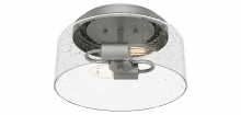 Hunter 19014 - Hunter Hartland Matte Silver with Seeded Glass 2 Light Flush Mount Ceiling Light Fixture