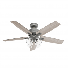 Hunter 52431 - Hunter 52 inch Gatlinburg HunterExpress Matte Silver Ceiling Fan with LED LT Kit and Handheld Remote