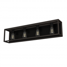 Hunter 19675 - Hunter Squire Manor Matte Black and Dark Ash 4 Light Bathroom Vanity Wall Light Fixture