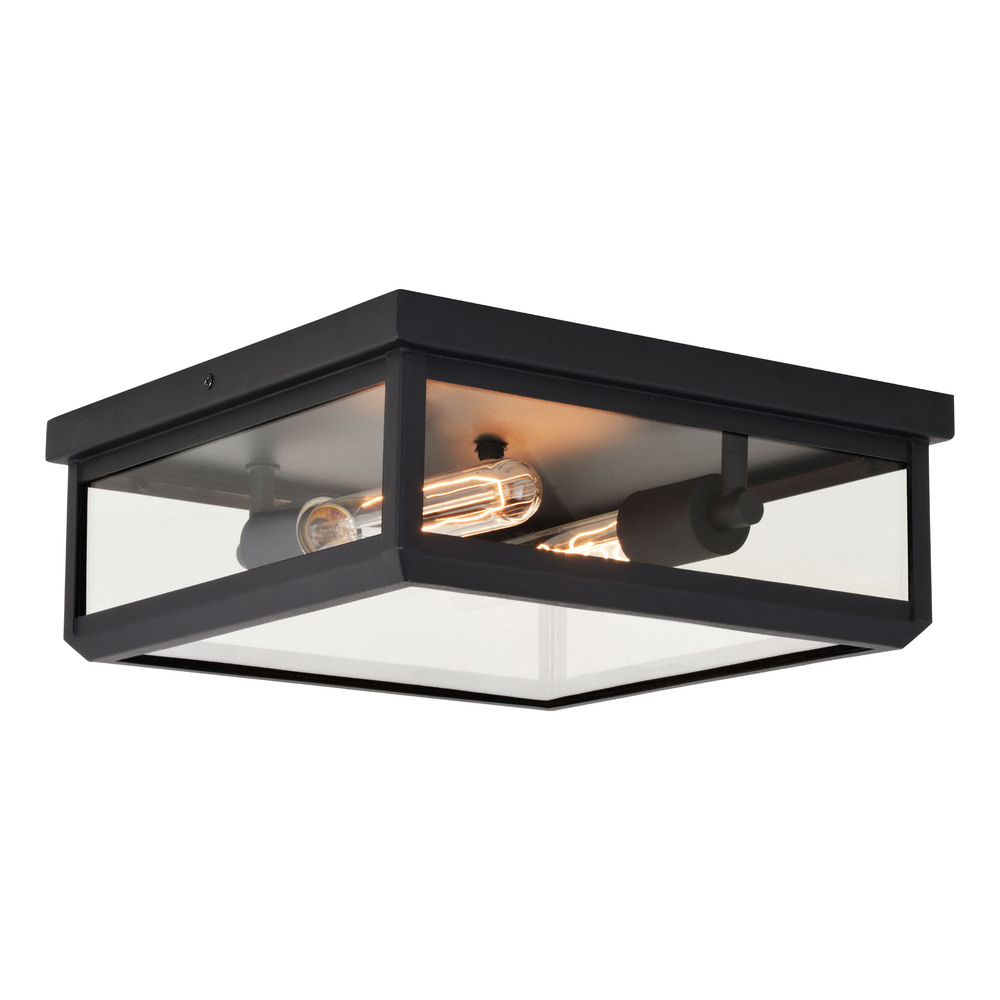 Kinzie 12-in. 2 Light Flush Mount Textured Black