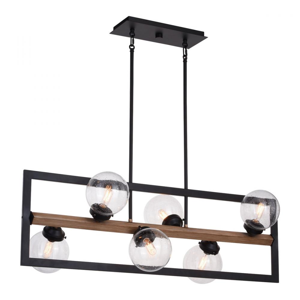 Bridgeview 38-in. 6 Light Linear Chandelier Oil Rubbed Bronze and Light Walnut