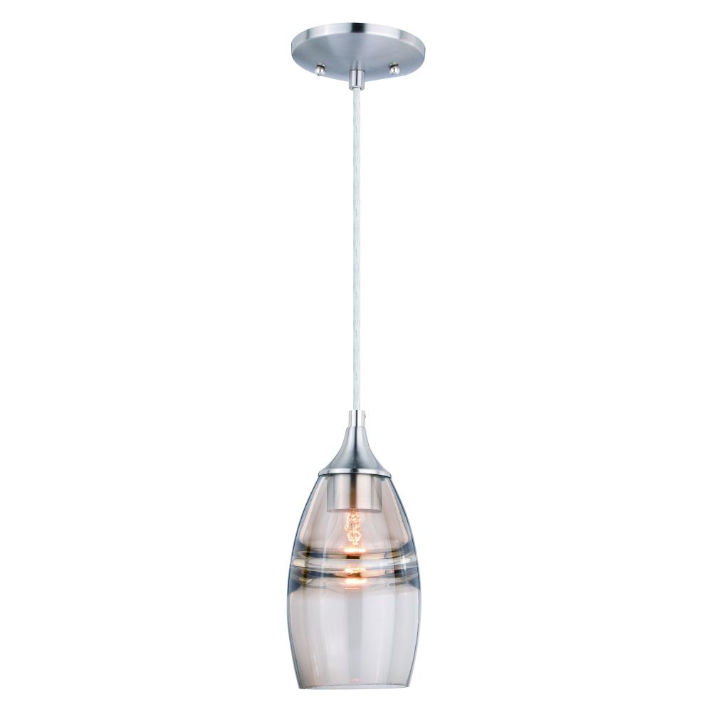 Milano 4.75-in Mini Pendant Amber Fog Glass Satin Nickel