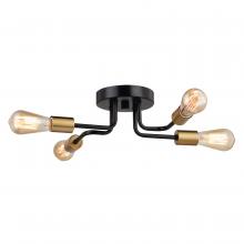 Vaxcel International C0302 - Rhine 15.75-in. 4 Light Semi-flush Mount Black and Natural Brass