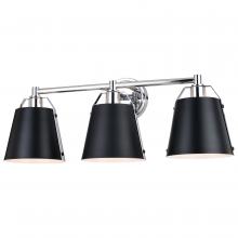 Vaxcel International W0424 - Barrington 24.25-in. 3 Light Vanity Matte Black and Chrome