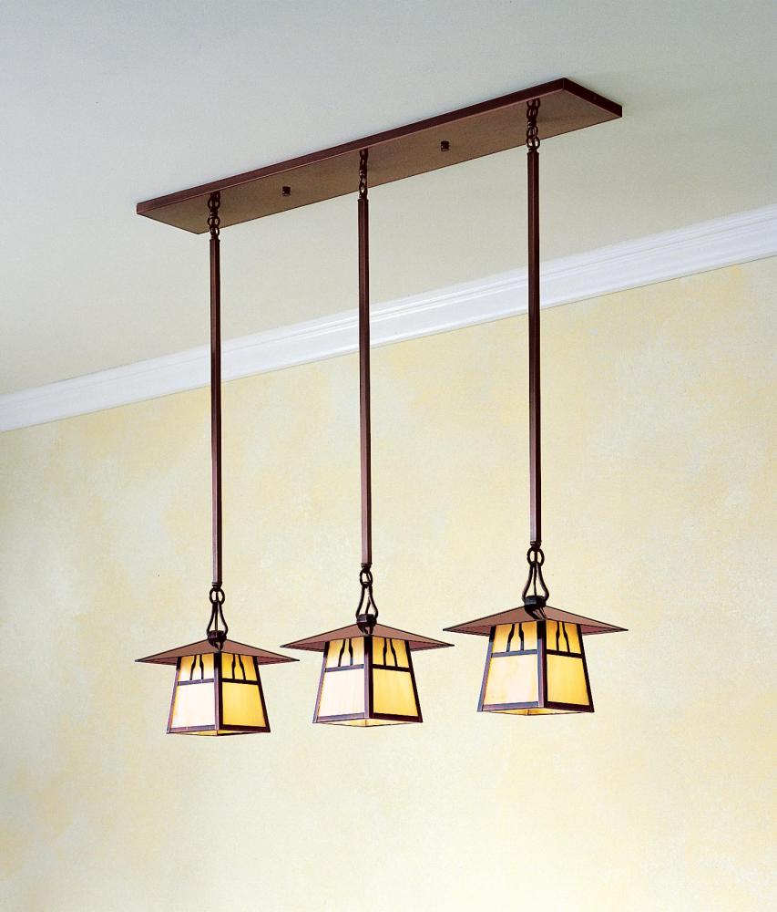 8&#34; carmel 3 light in-line chandelier with bungalow overlay