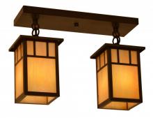 Arroyo Craftsman HCM-4L/2DTGW-BK - 4" huntington 2 light ceiling mount, double t-bar overlay