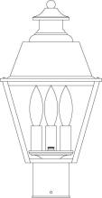 Arroyo Craftsman INP-8MRCLR-AB - 8" inverness post mount with metal roof