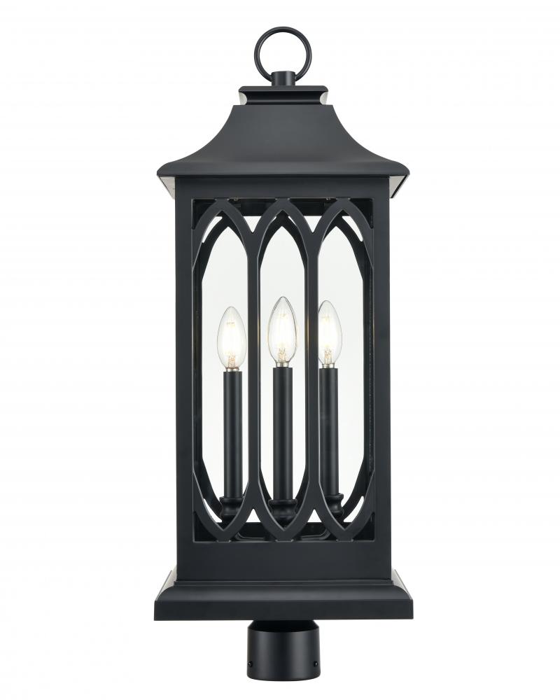 Mallorey 3-Light Outdoor Post Lantern Powder Coated Black