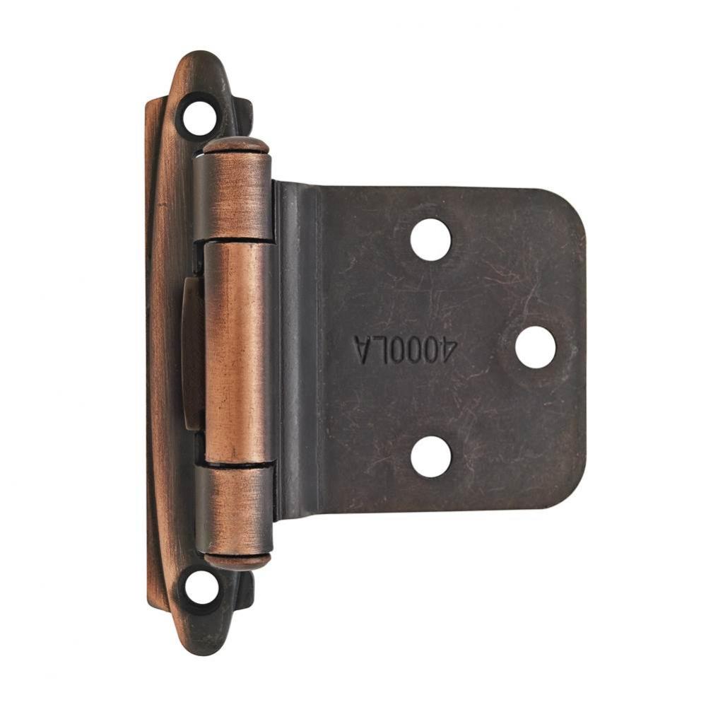 Variable Overlay Self-Closing, Face Mount Antique Brass Hinge - 2 Pack