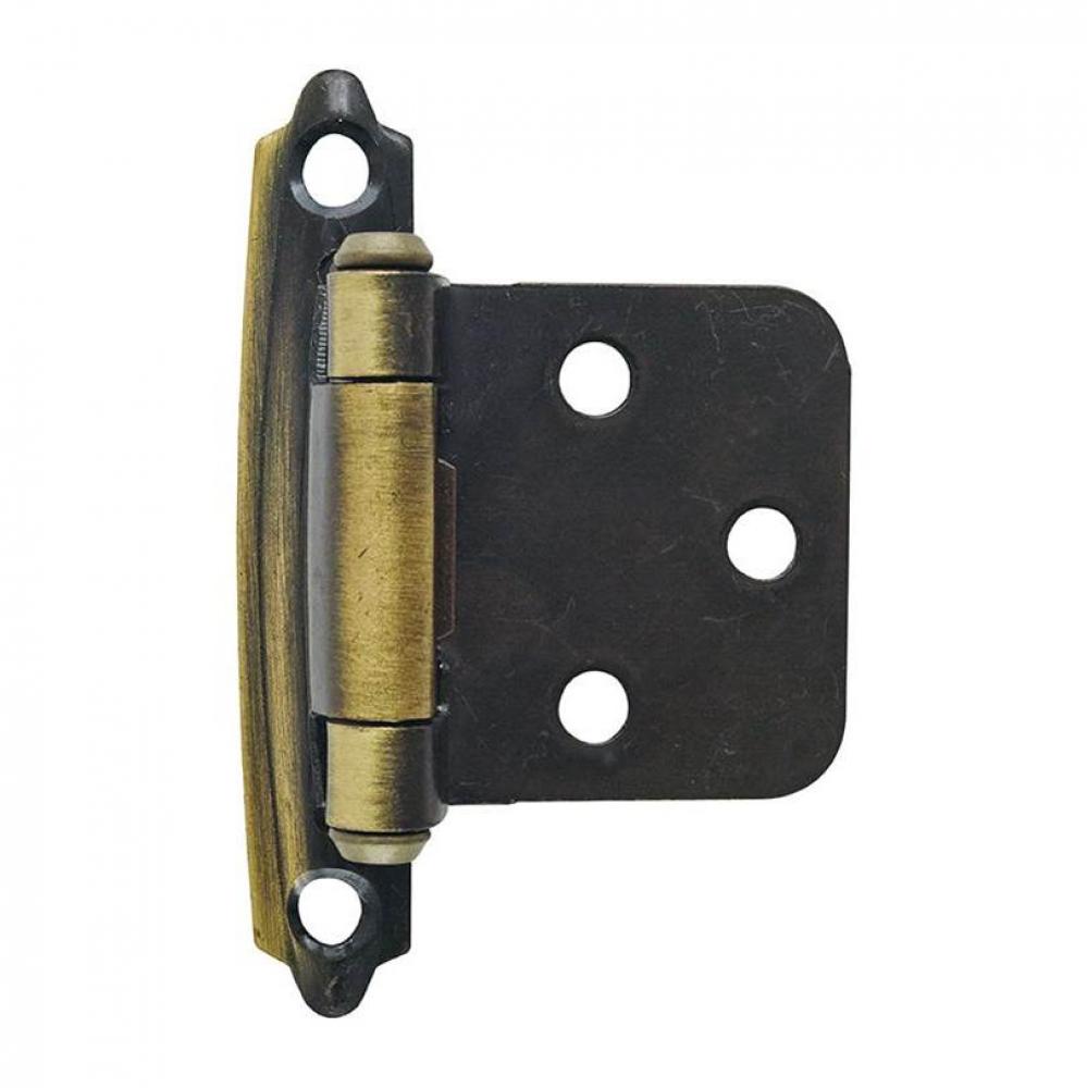 Variable Overlay Self-Closing, Face Mount Antique Brass Hinge - 2 Pack