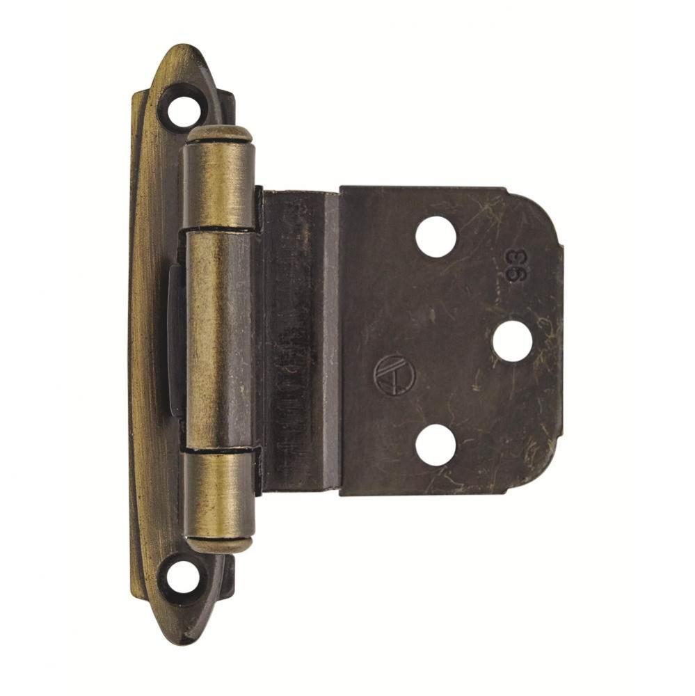 3/8in (10 mm) Inset Self-Closing, Face Mount Antique Brass Hinge - 2 Pack