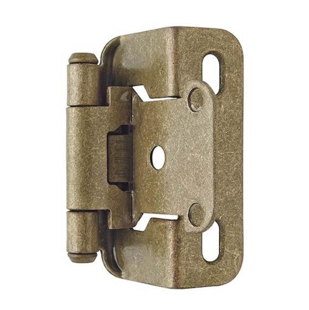 1/2in (13 mm) Overlay Self-Closing, Partial Wrap Burnished Brass Hinge - 2 Pack