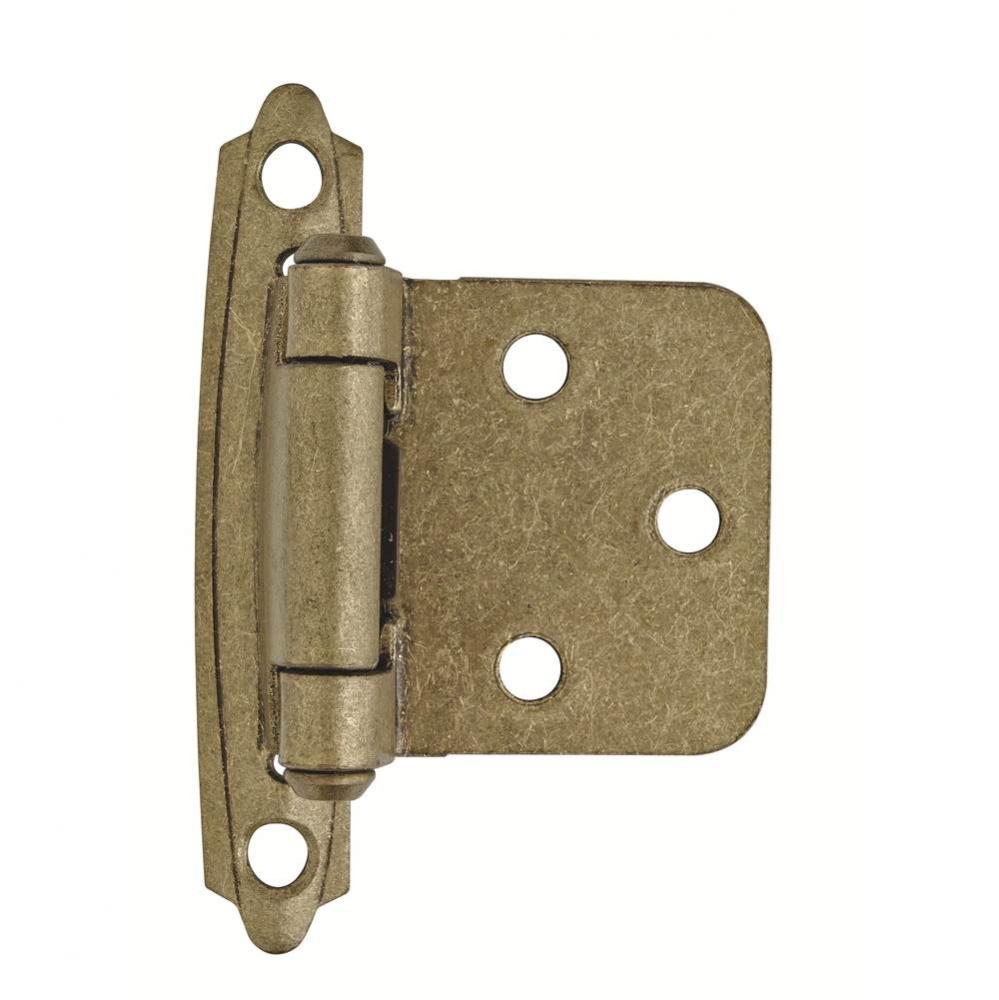 Variable Overlay Self-Closing, Face Mount Burnished Brass Hinge - 2 Pack