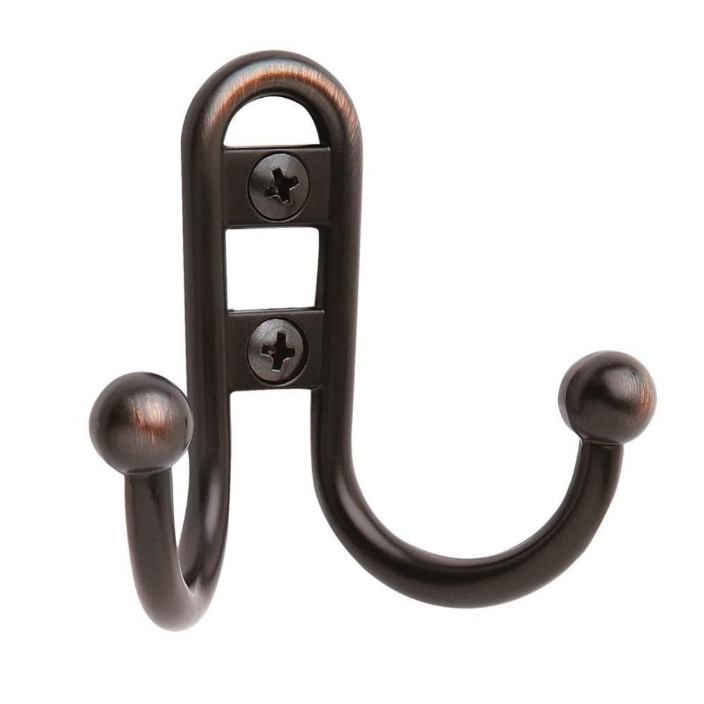 Double Prong Oil-Rubbed Bronze Robe Hook