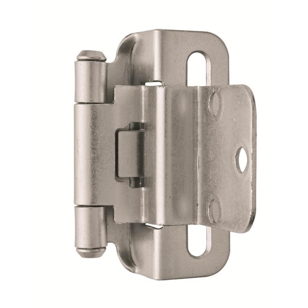 3/8in (10 mm) Inset Self-Closing, Partial Wrap Satin Nickel Hinge - 2 Pack