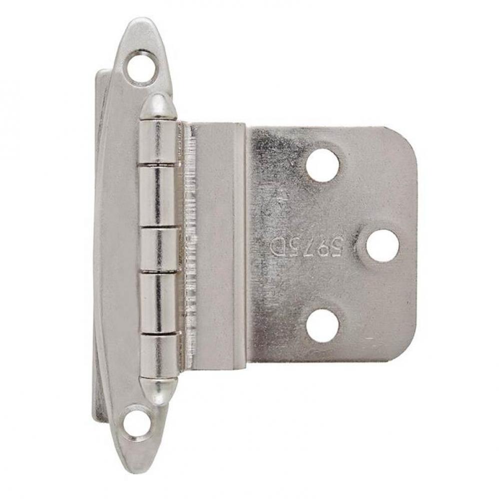 3/8in (10 mm) Inset Non Self-Closing, Face Mount Satin Nickel Hinge - 2 Pack