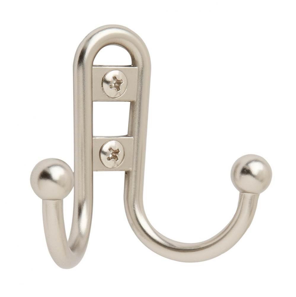 Double Prong Silver Robe Hook