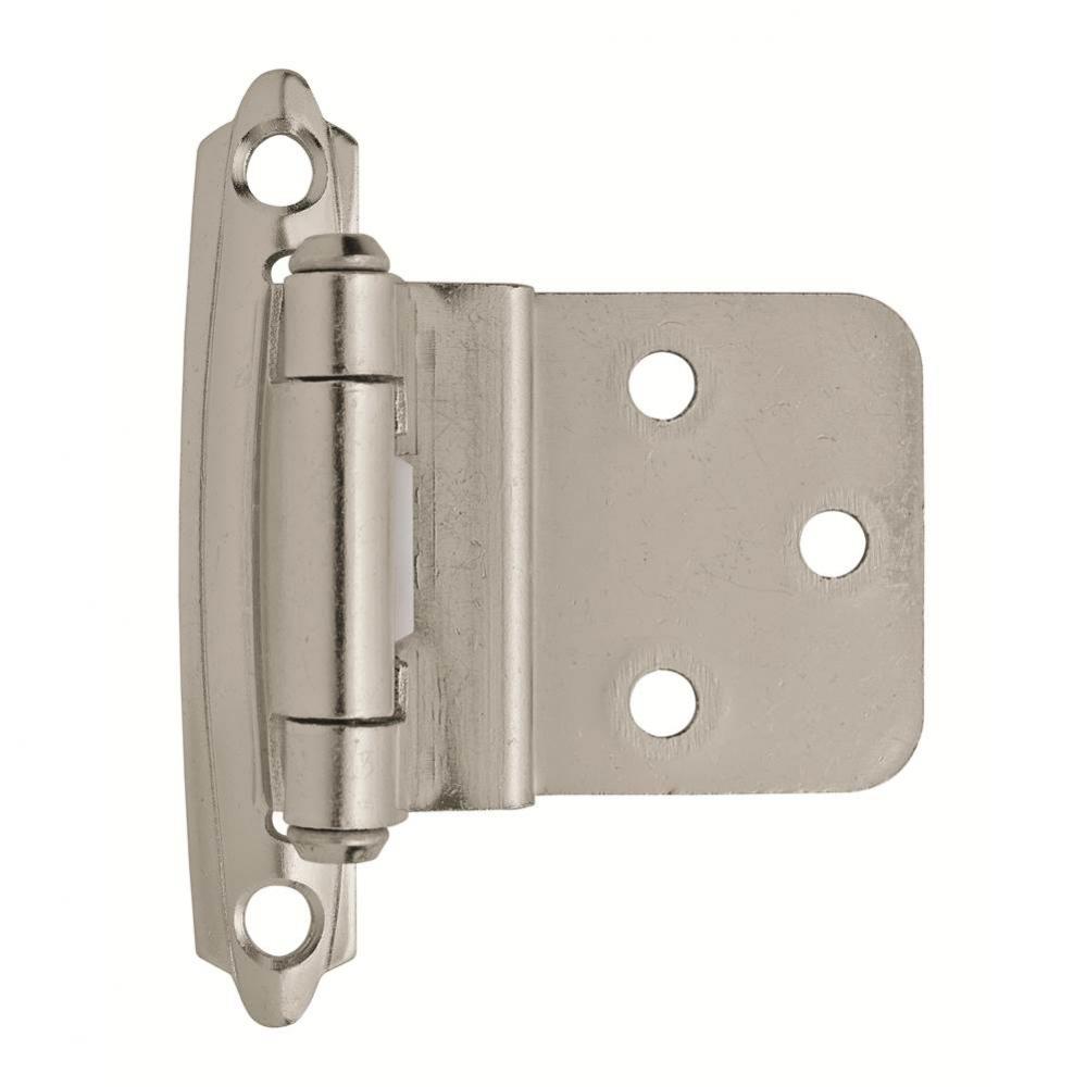 3/8in (10 mm) Inset Self-Closing, Face Mount Sterling Nickel Hinge - 2 Pack