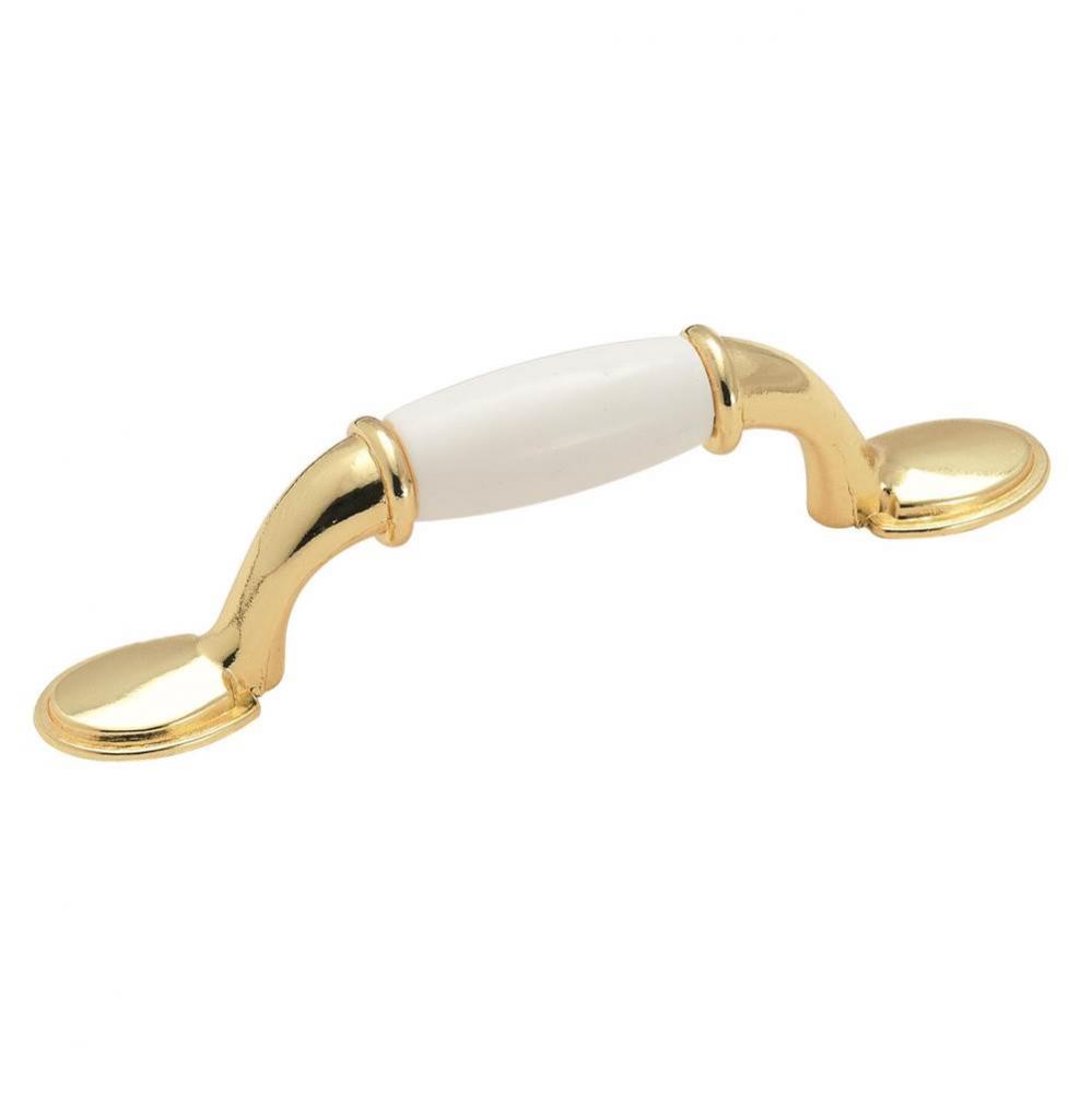 Allison Value 3 in (76 mm) Center-to-Center White/Polished Brass Cabinet Pull