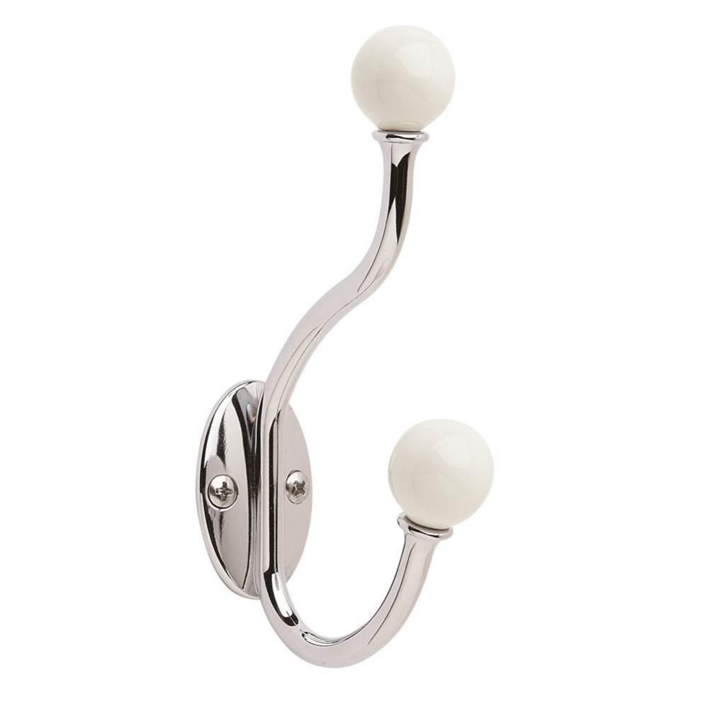 Globe White/Polished Chrome Coat and Hat Hook