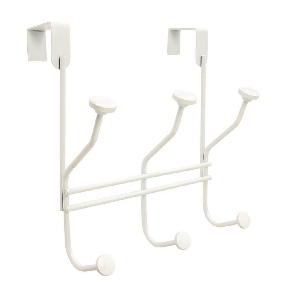 3 Hook White Over-the-Door Hook Rack