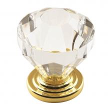 Amerock 14303CBB - Traditional Classics 1-1/4 in (32 mm) Diameter Clear/Burnished Brass Cabinet Knob