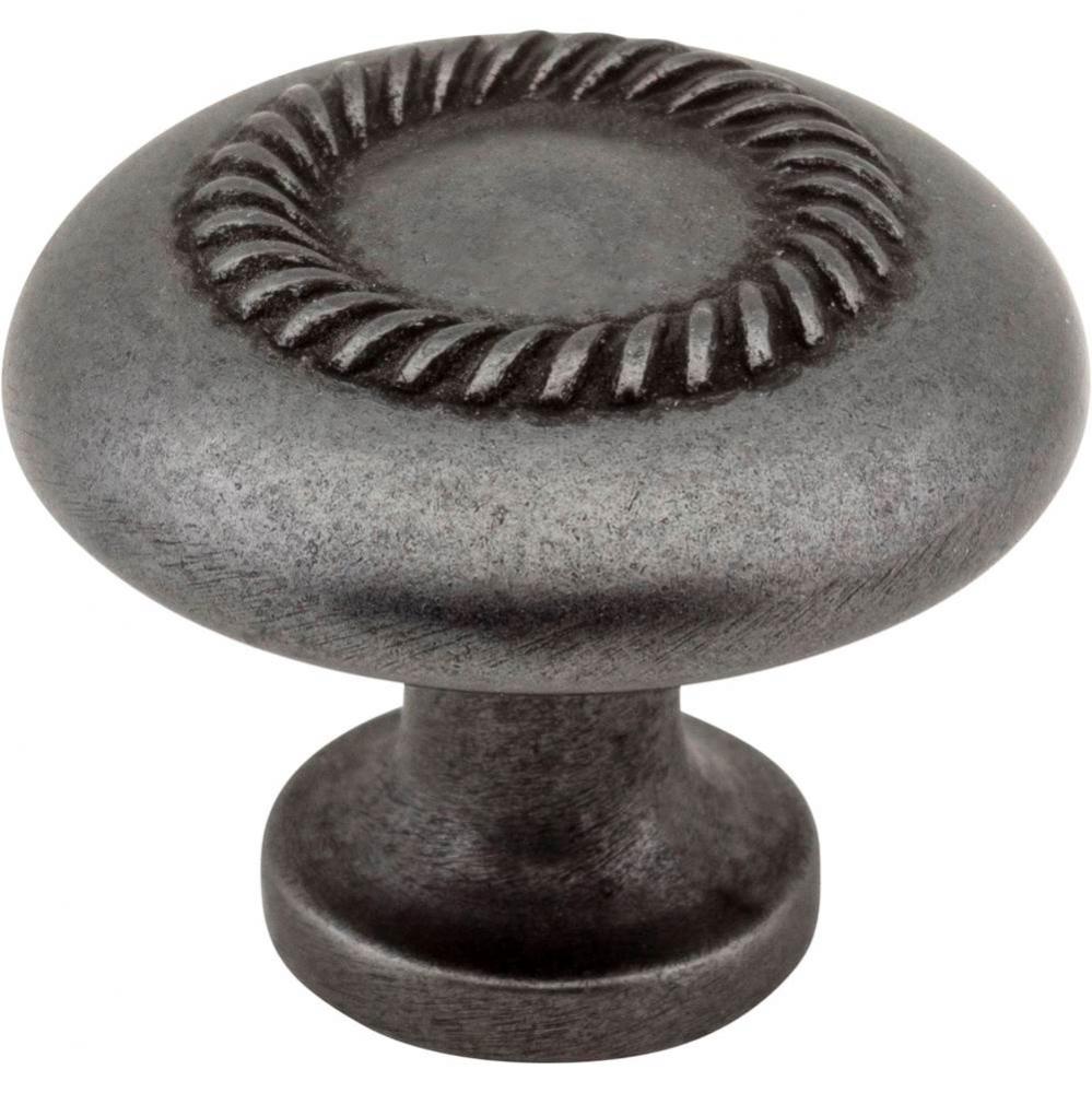 1-1/4&apos;&apos; Diameter Gun Metal Rope Detailed Cypress Cabinet Mushroom Knob