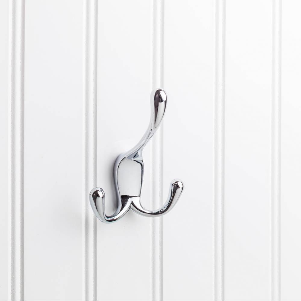 4&apos;&apos; Polished Chrome Large Concealed Triple Prong Wall Mounted Hook