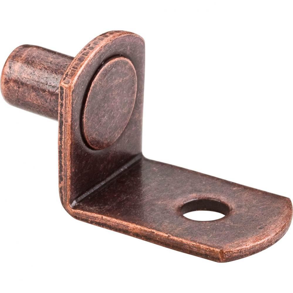 Antique Copper 1/4&apos;&apos; Pin Angled Shelf Support with 3/4&apos;&apos; Arm and 1/8&apos;&apo