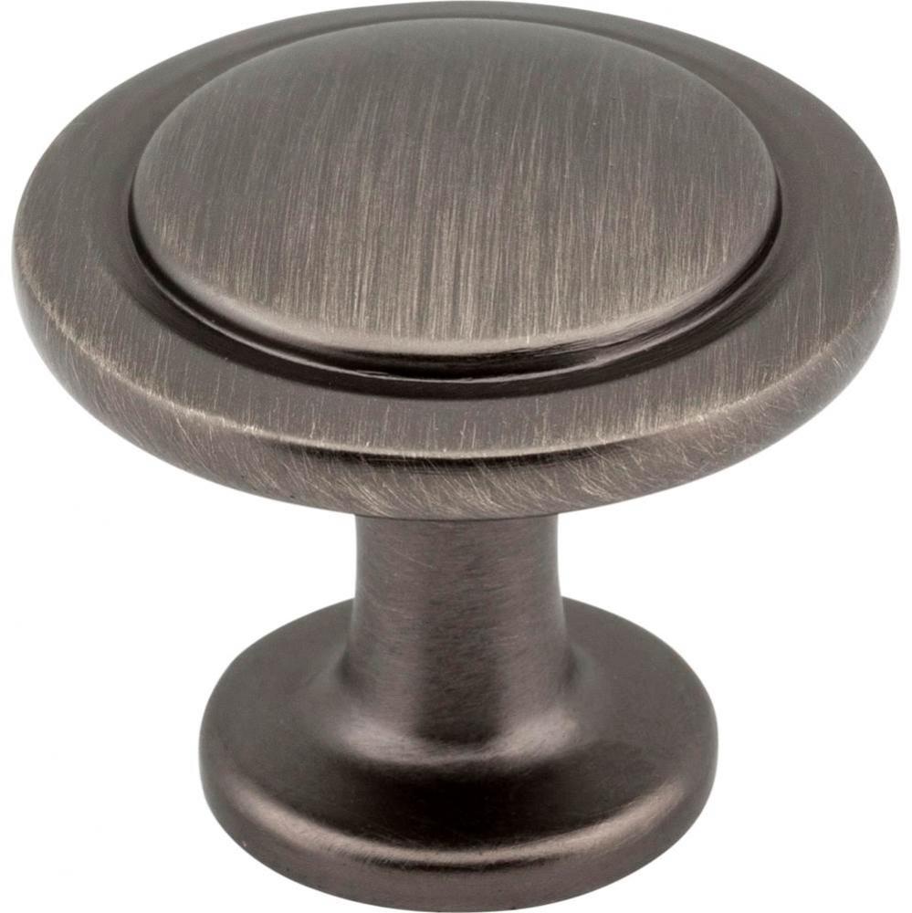 1-1/4&apos;&apos; Diameter Brushed Pewter Round Button Gatsby Cabinet Knob