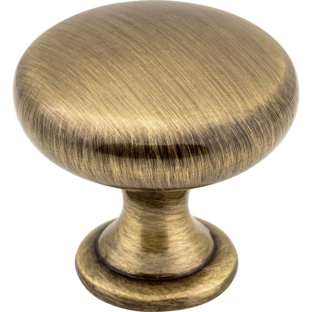 1-3/16&apos;&apos; Diameter Brushed Antique Brass Madison Cabinet Mushroom Knob