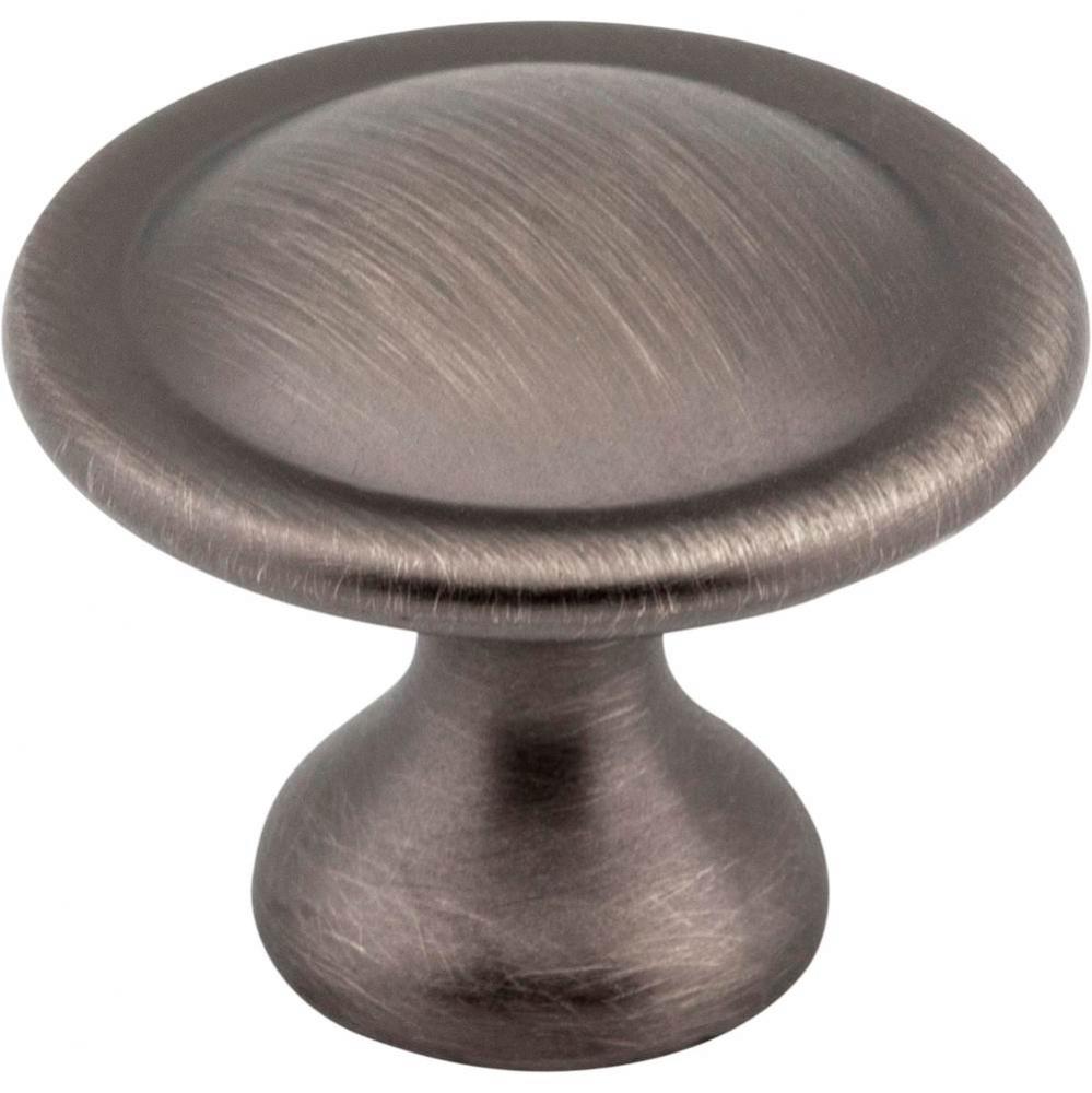 1-1/8&apos;&apos; Diameter Brushed Pewter Button Watervale Cabinet Mushroom Knob