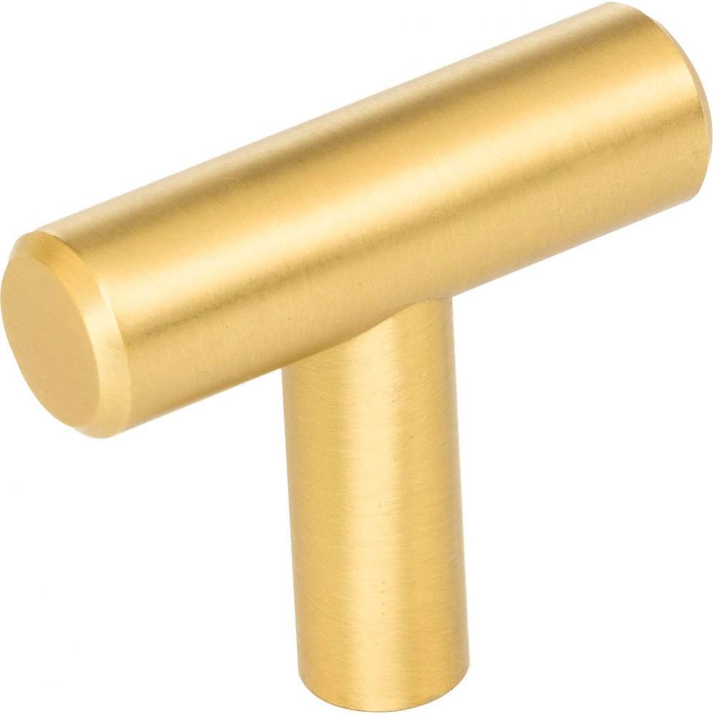 1-9/16&apos;&apos; Overall Length Brushed Gold Naples Cabinet &apos;&apos;T&apos;&apos; Knob