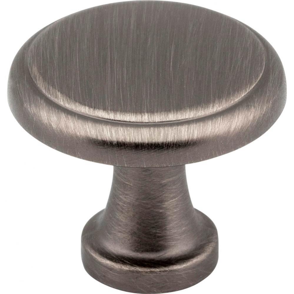 1-3/16&apos;&apos; Diameter Brushed Pewter Kenner Cabinet Mushroom Knob