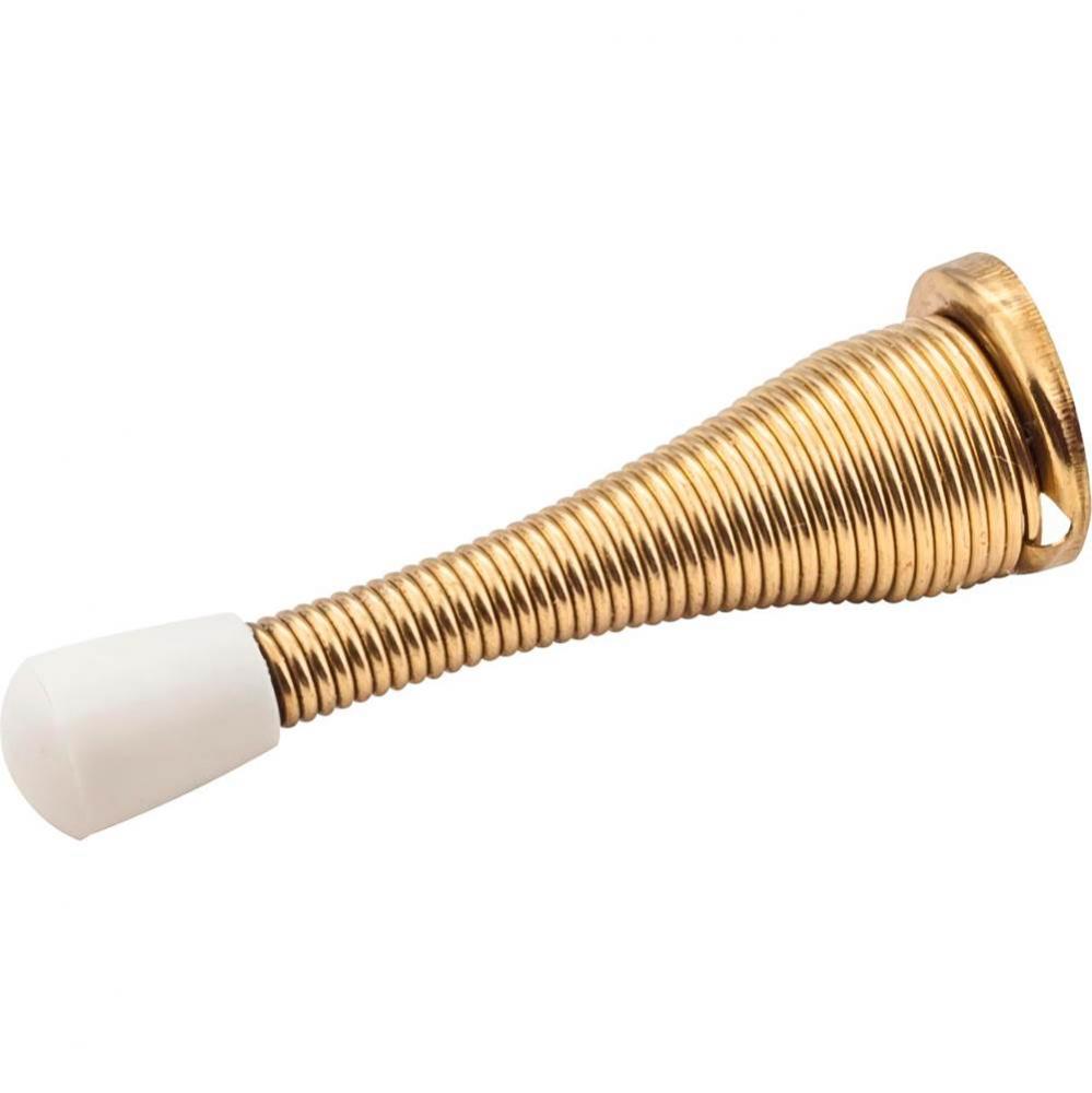 3&apos;&apos; Spring Door Stop with Rubber Tip - Polished Brass