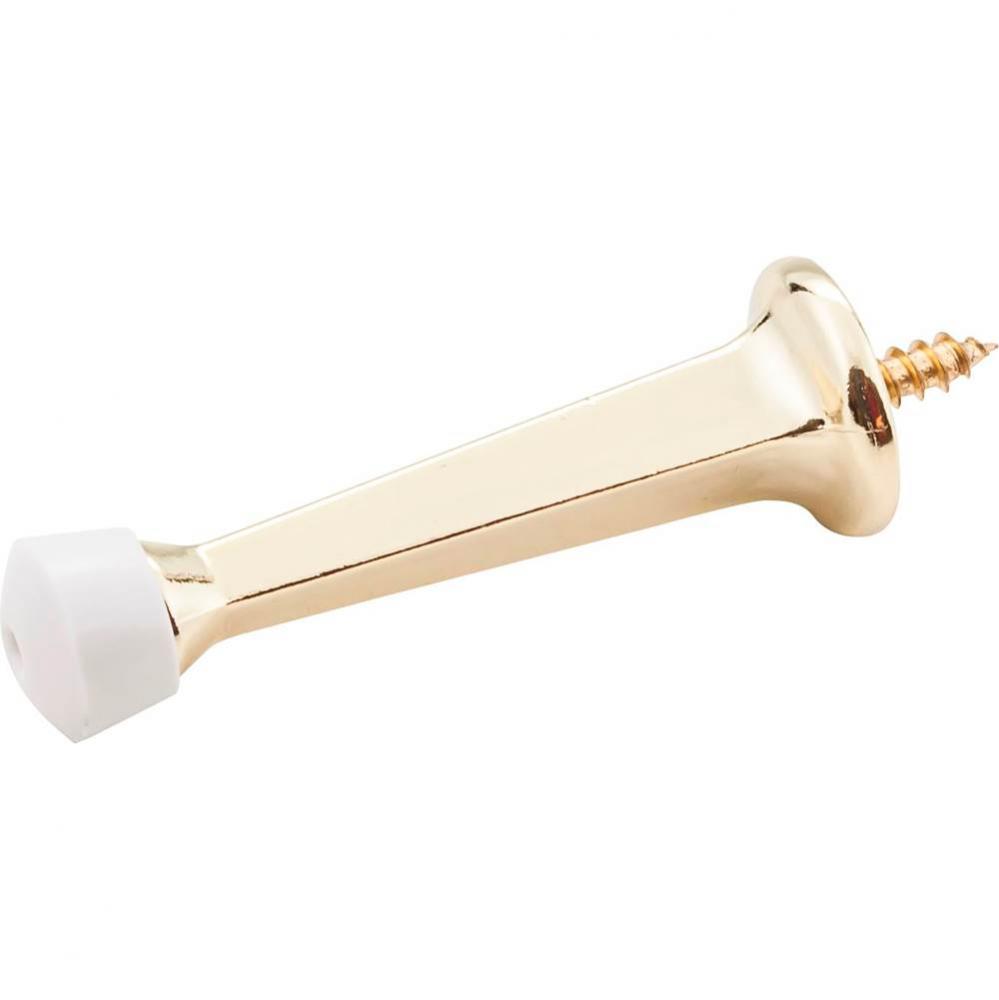 Solid Door Stop with Fixed Screw Attachment - Finish: Polished Brass