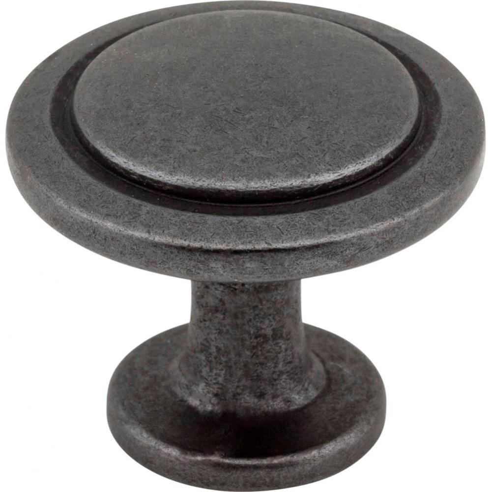 1-1/4&apos;&apos; Diameter Gun Metal Round Button Gatsby Cabinet Knob