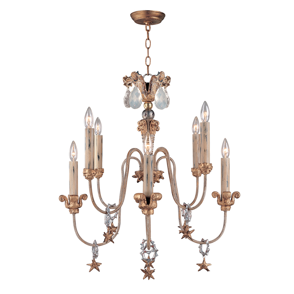 Mignon 8 Light Two-tier Antique Gold Chandelier