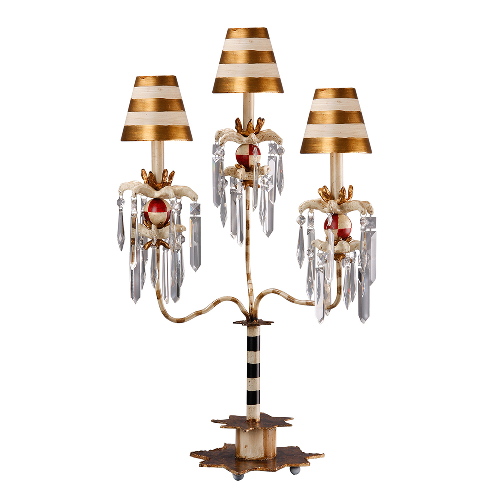 Birdland III Table Lamp 3 Light Striped Lighting Fixture