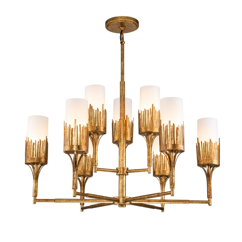 Sawgrass 9 Lt Chandelier in Gold Leaf