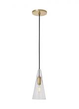 Visual Comfort & Co. Modern Collection SLPD280CNB - Sean Lavin Lustra 1-light dimmable small accent pendant with natural brass finish and glass shade