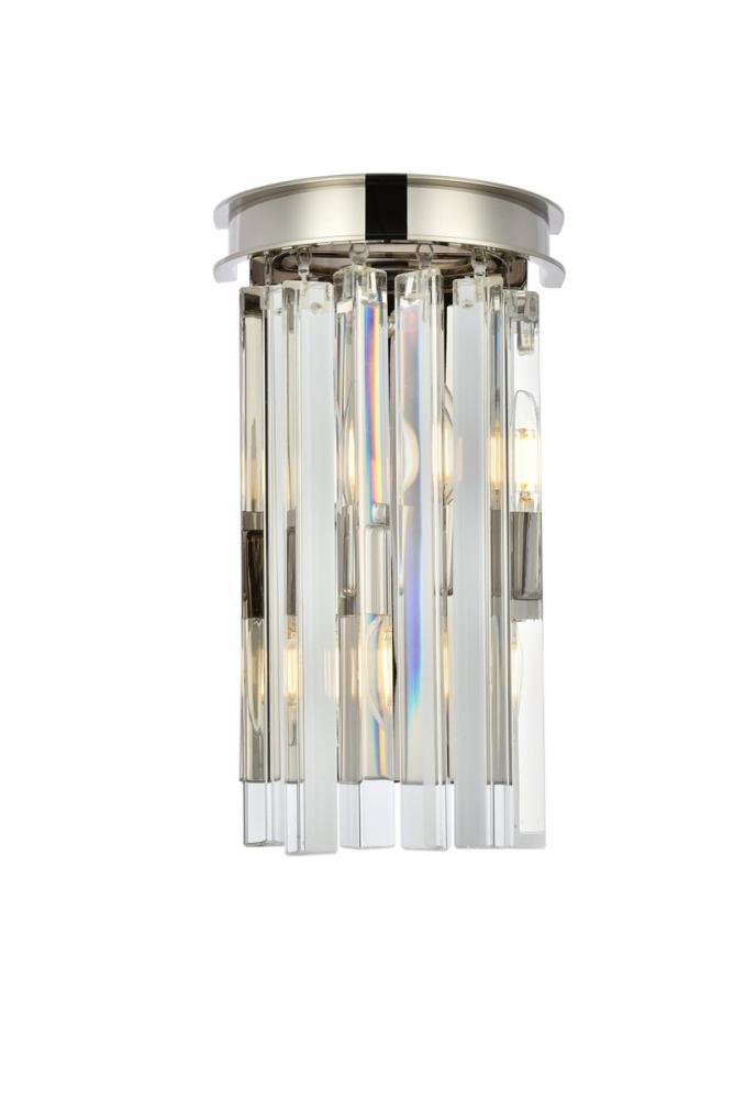 Sydney 2 light polished nickel Wall Sconce Clear Royal Cut Crystal